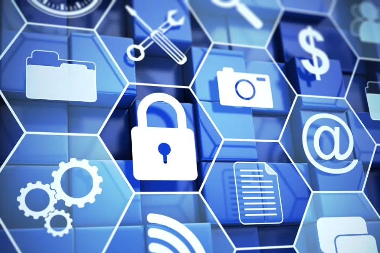 Symboles de sécurité avec un cadenas et de maintenance avec une clé et un tournevis