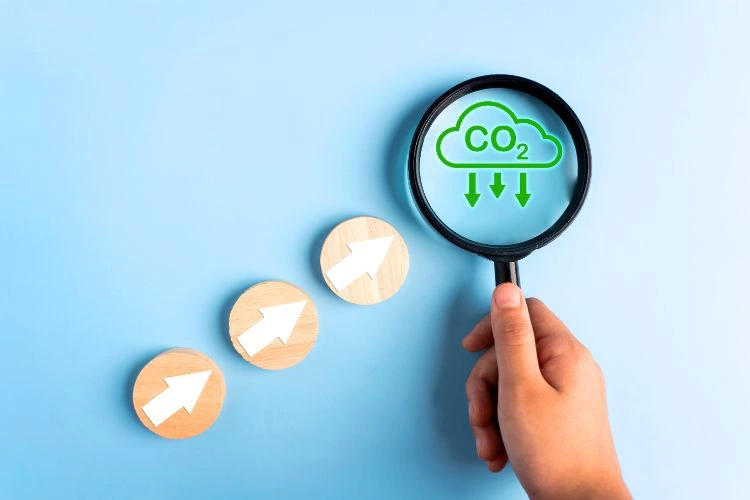 Loupe montrant le CO2 pouvant indiquer les émissions de co2 causé par la résolution vidéo