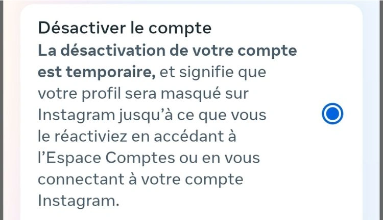 Sélection désactiver le compte