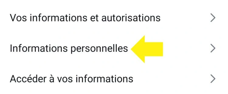 Sélectionner les informations personnelles