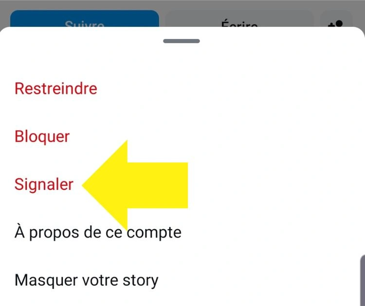 Sélection signaler le compte Instagram