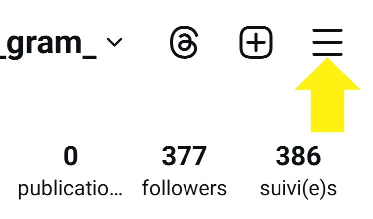 Sélection trois barres en haut à droite de mon compte