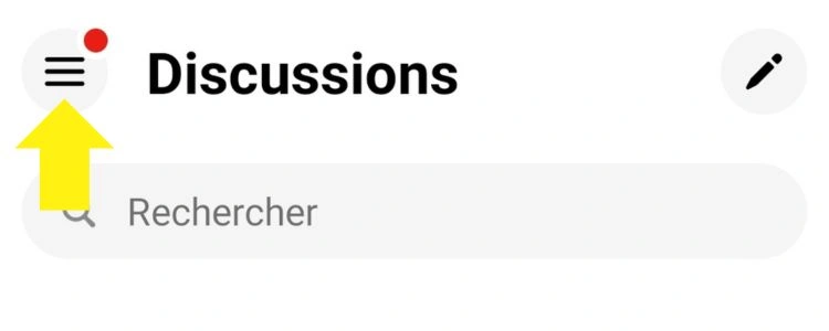 Sélectionner les trois barres en haut à gauche
