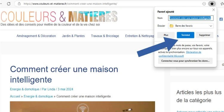Ajouter un favori sur Edge puis terminer