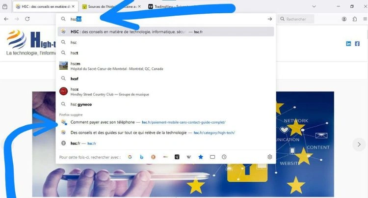Rechercher marque-page dans la barre d'adresse