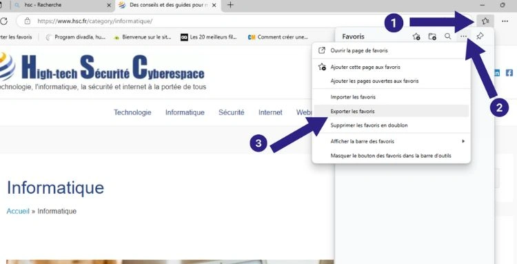 Exporter les favoris sur Edge