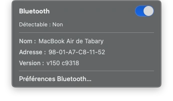 Bluetooth avec la touche option