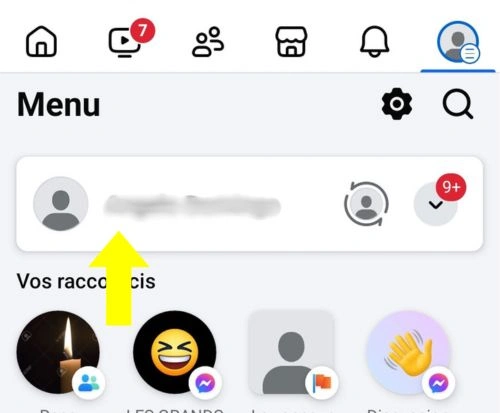 Cliquer sur son nom de profil