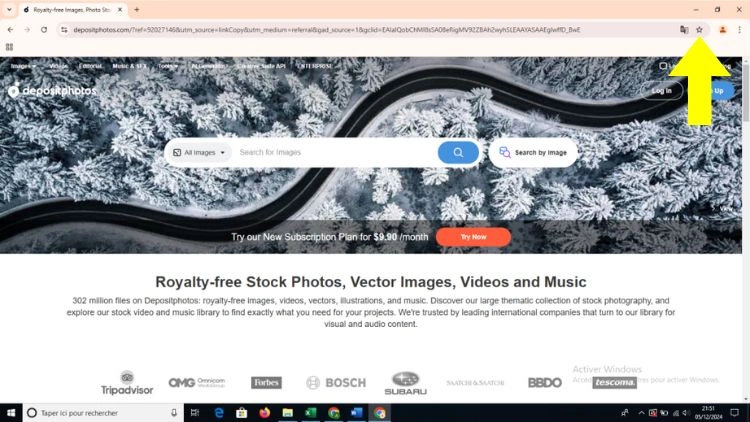 Sélectionner l'étoile pour ajouter le site aux favoris