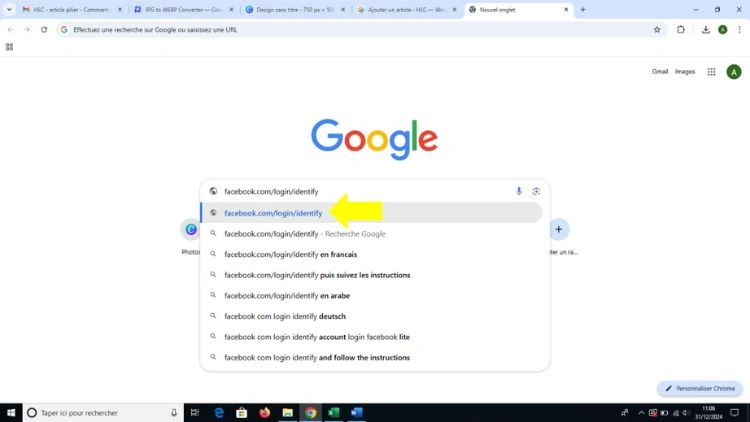 Url de connexion à Facebook