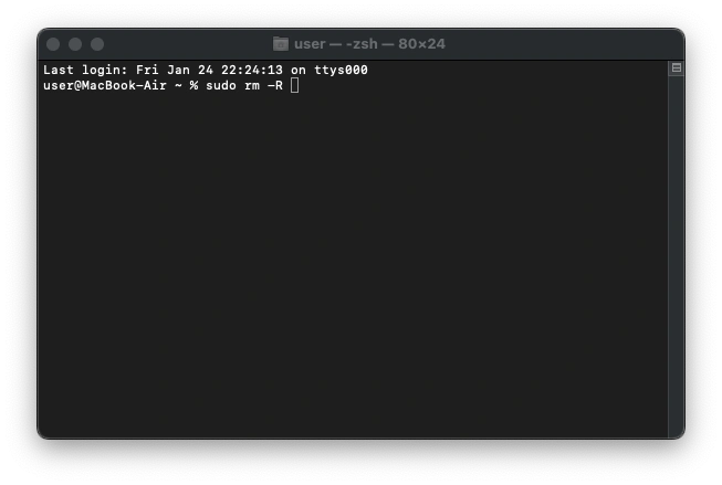 Terminal commande et espace après r
