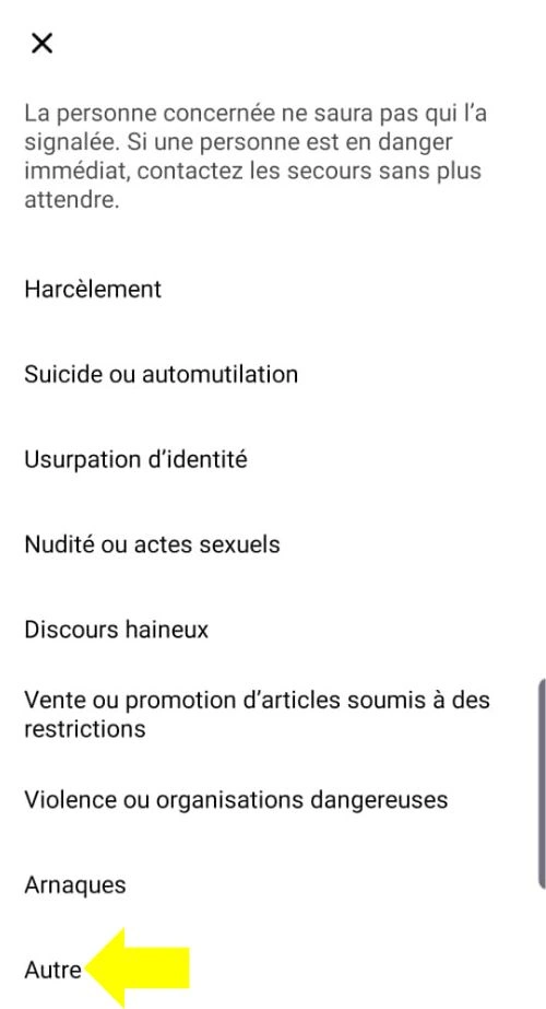 Cliquer sur autre