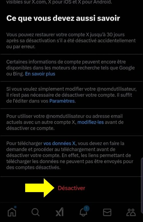 Cliquer sur désactiver