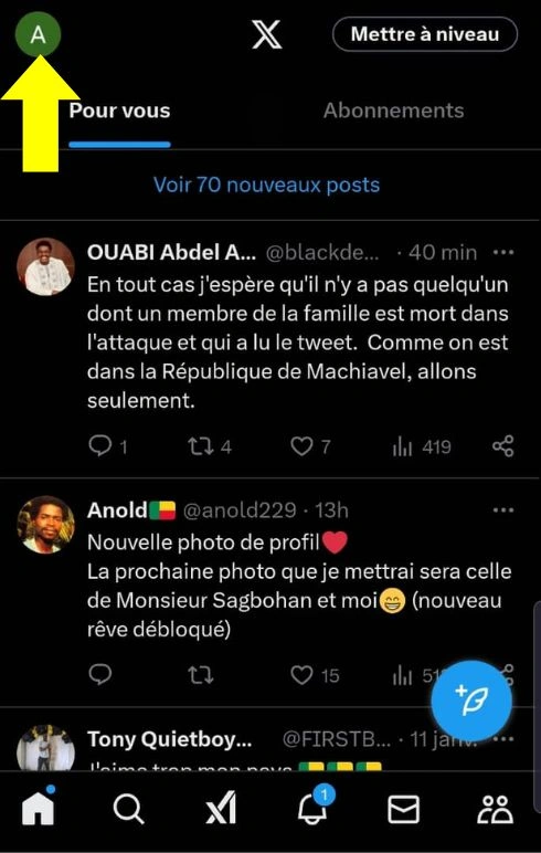 Cliquer sur le profil