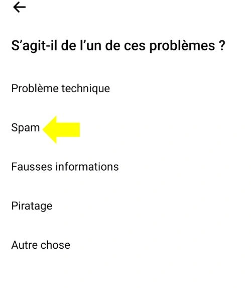 Cliquer sur spam