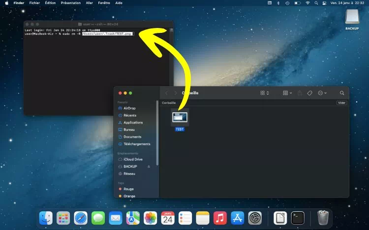 Glisser et déposer l'élément à supprimer