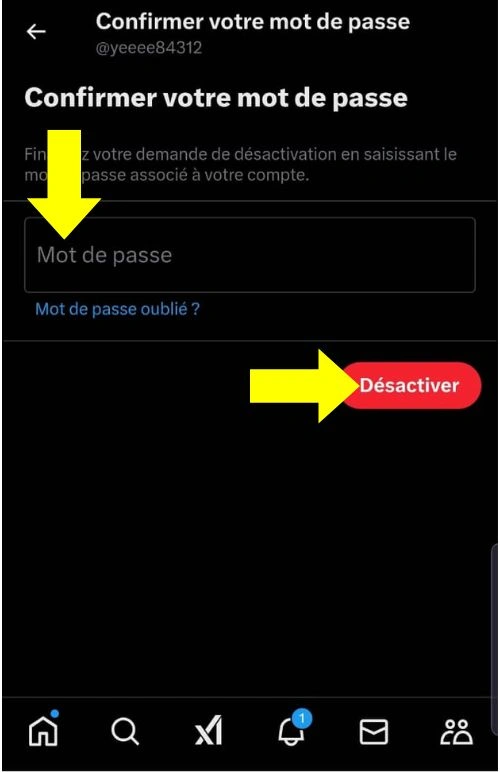 Mettre le mot de passe puis cliquer sur désactiver