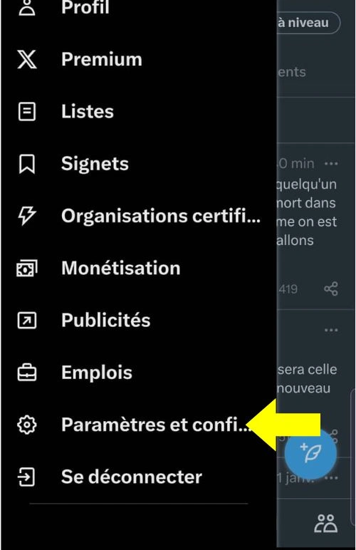 Cliquer sur paramètre et confidentialité