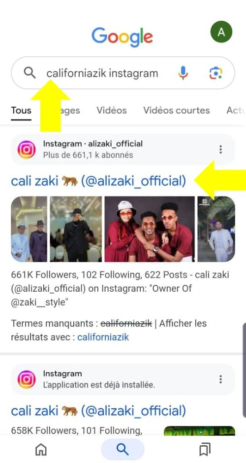 Taper puis sélectionner le compte à consulter