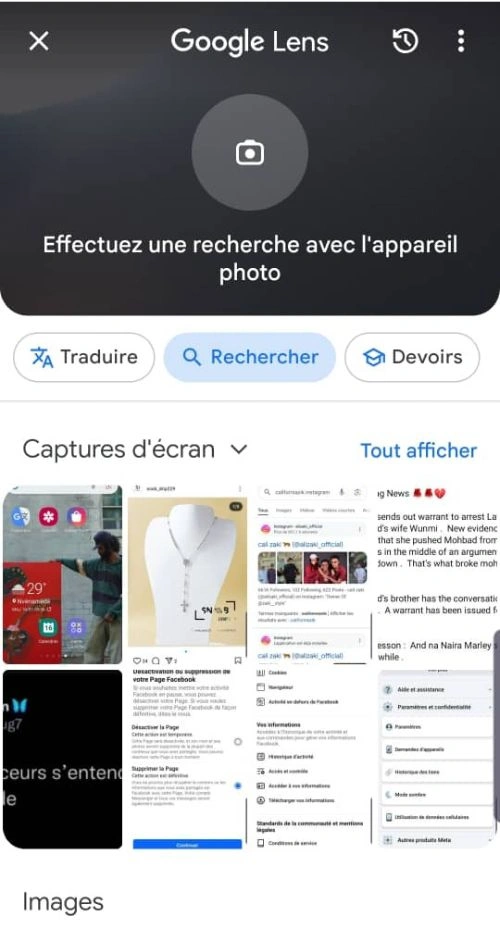 Sélectionner l'image à rechercher