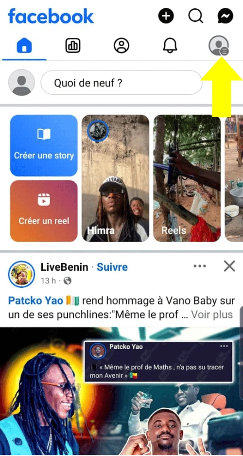 Cliquer sur les trois barres en haut à droite