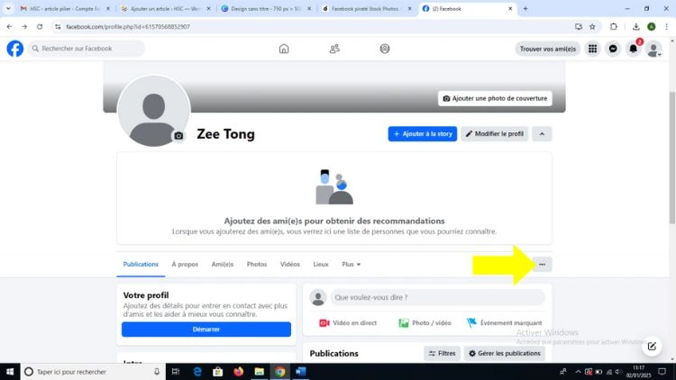 Clique sur les trois points à côté de mon profil