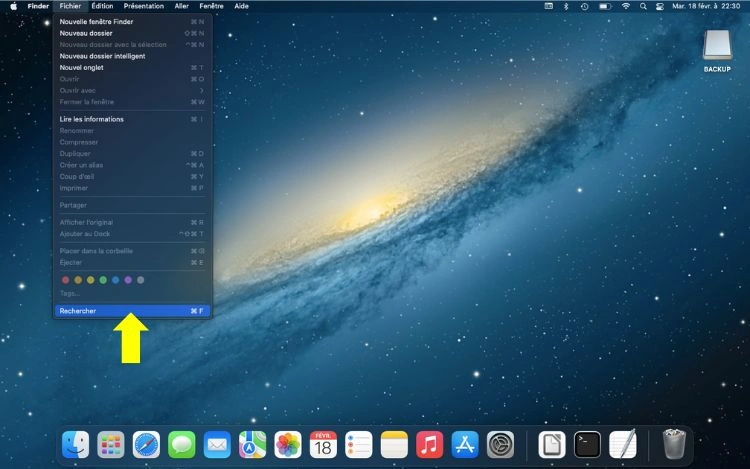 Cliquer sur fichier puis sur Rechercher