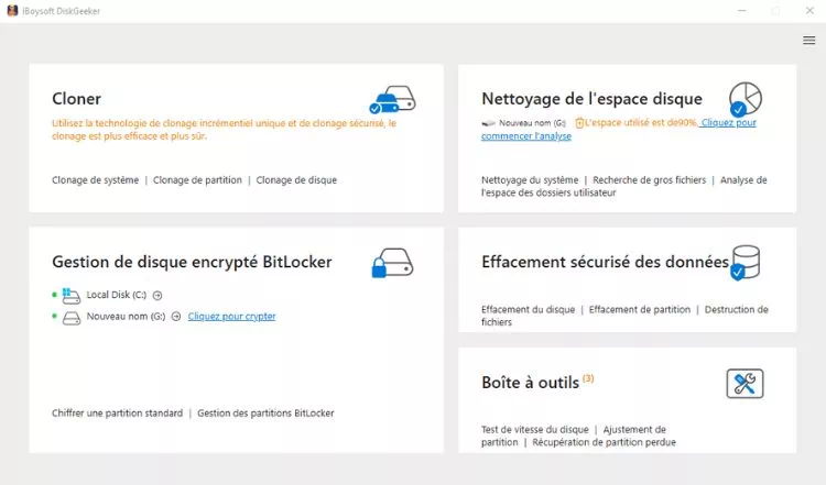 iBoysoft DiskGeeker : écran d'accueil