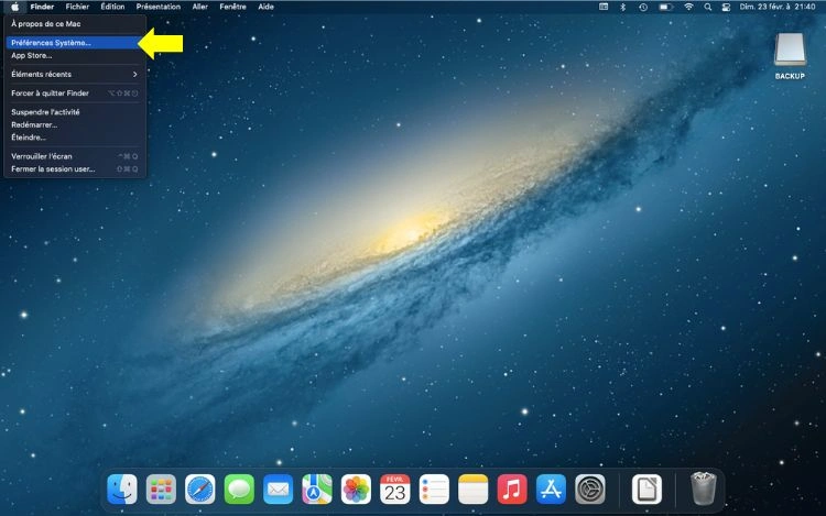Cliquer sur Préférences Systèmes
