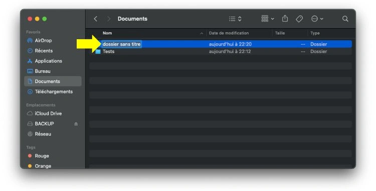 Cliquer sur dossier sans titre
