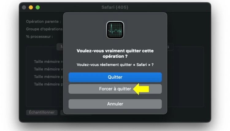 Cliquer sur Forcer à quitter