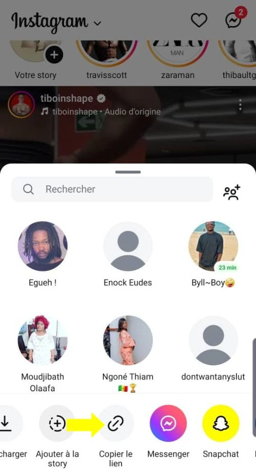 Cliquer sur Copier le lien
