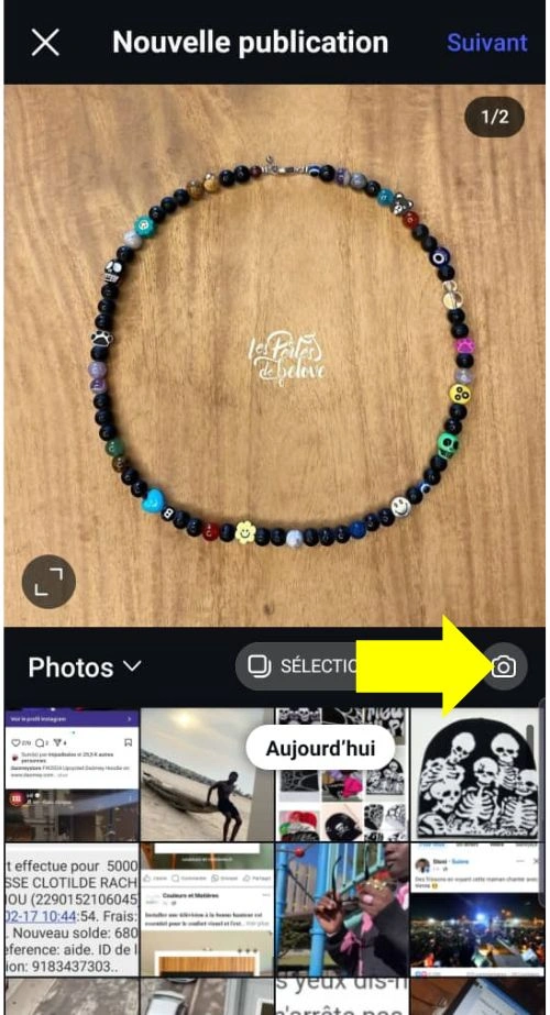 Cliquer sur l'icône appareil photo