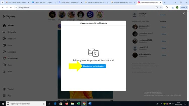 Cliquer sur Sélectionner sur l'ordinateur