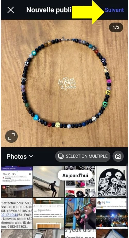 Sélectionner une image puis cliquer sur Suivant