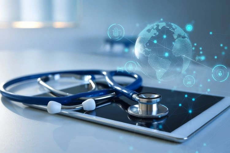 Stéthoscope posé sur une tablette