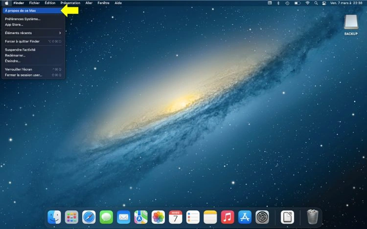 Cliquer sur À propos de ce Mac