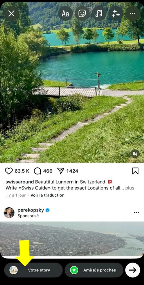 Ajouter l'image à la story