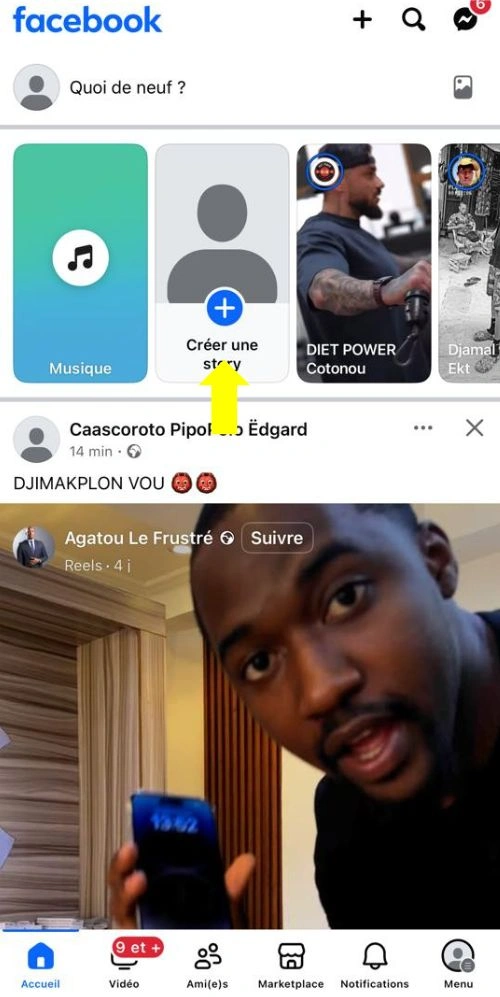 Cliquer sur Créer une story