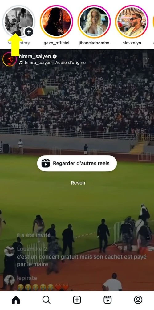 Cliquer sur sa story