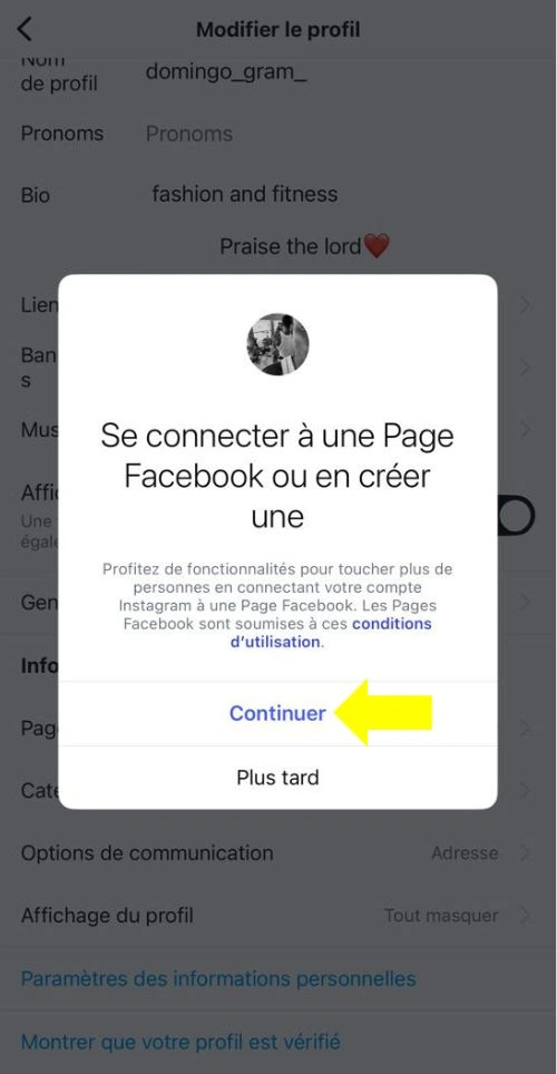 Cliquer sur continuer
