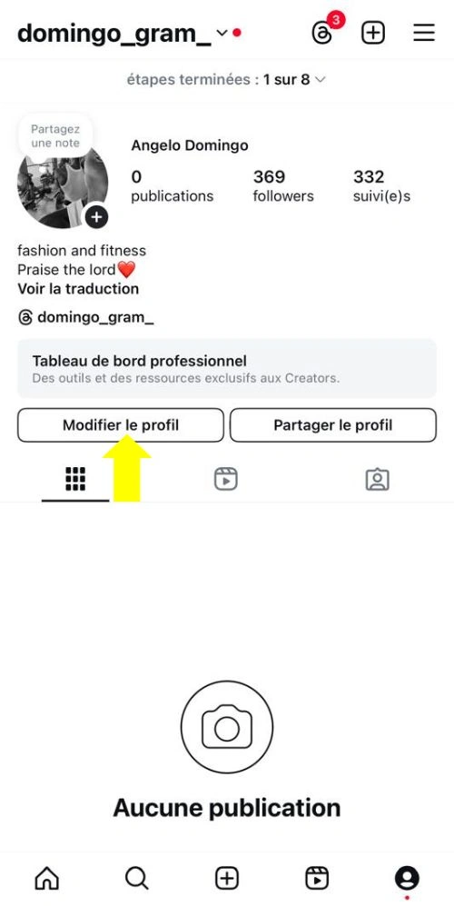 Cliquer sur Modifier le profil