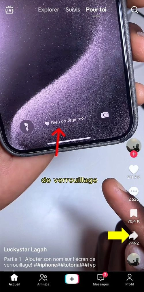 Cliquer sur le signe de partage