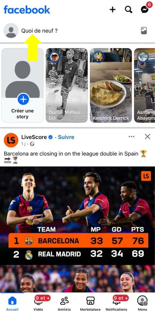 Cliquer sur Quoi de neuf