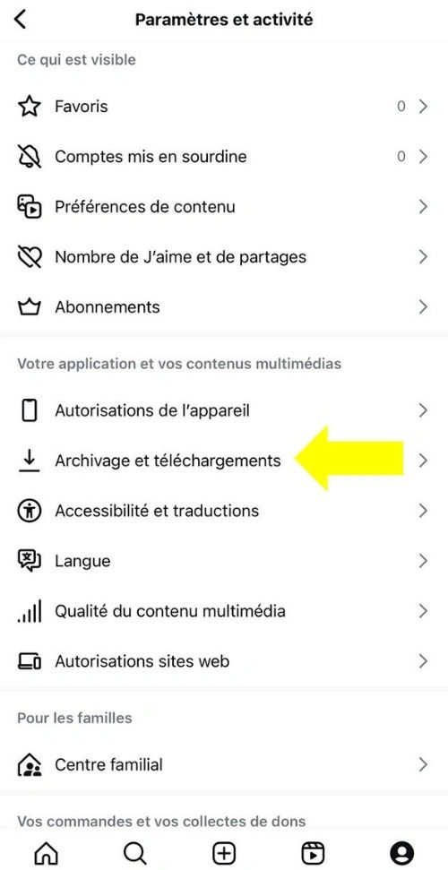 Cliquer sur Archivage et téléchargement