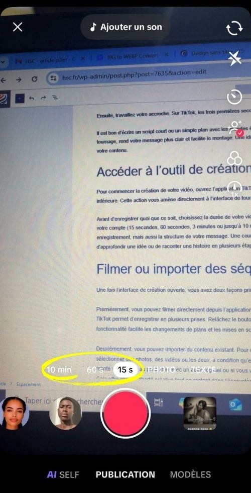 Sélectionner la durée de la vidéo