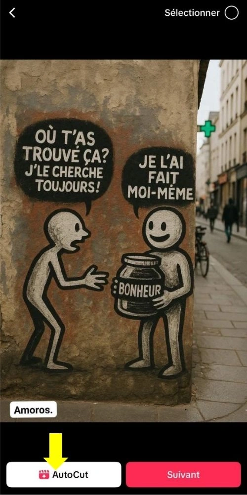 Cliquer sur AutoCut pour choisir un outil d'édition