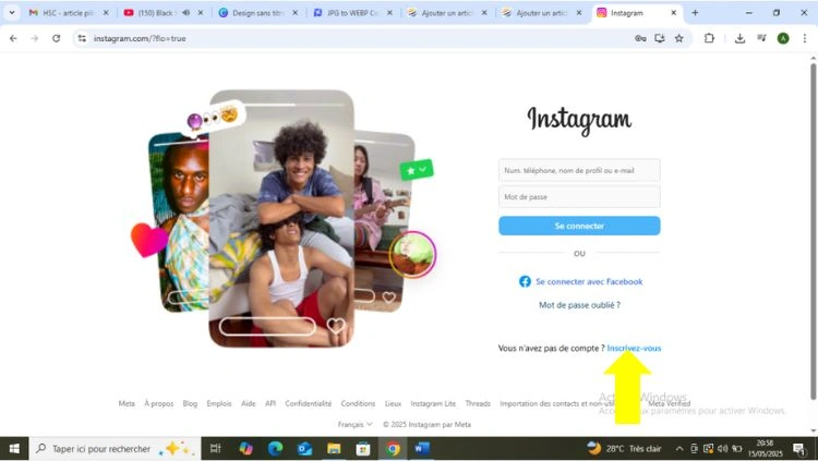 Cliquer sur Inscrivez-vous