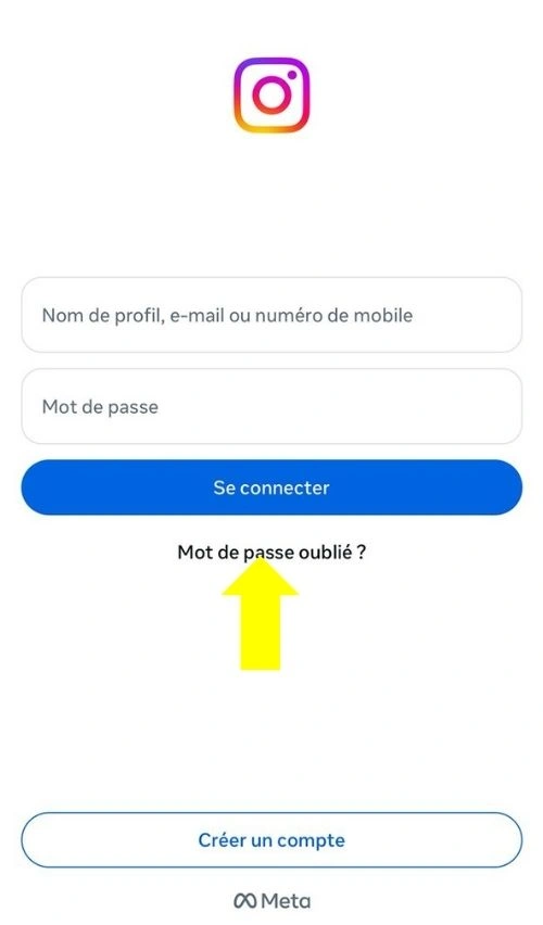 Cliquer sur mot de pass oublié