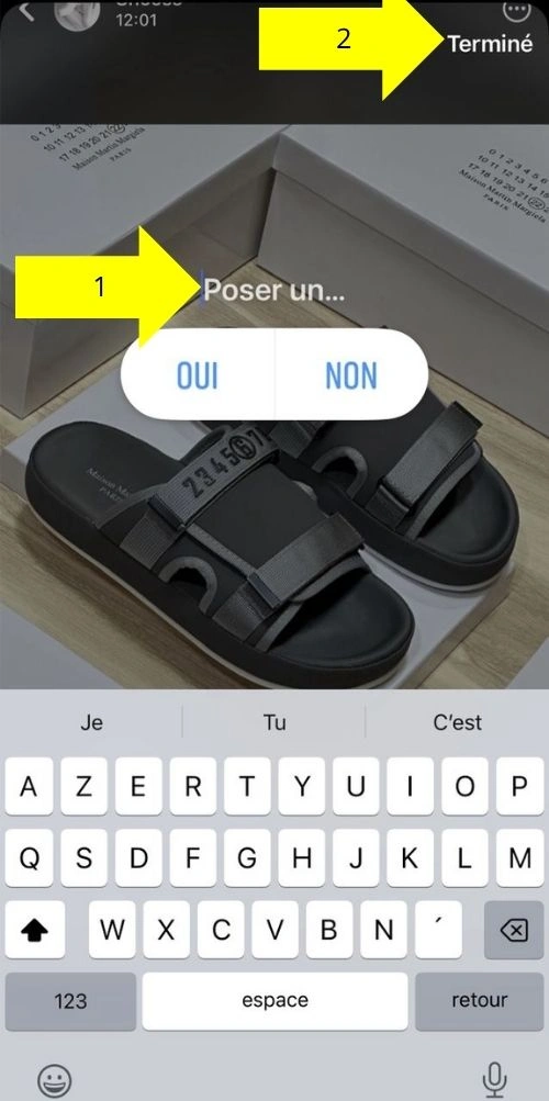 Poser la question puis cliquer sur Terminer
